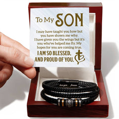To My Son - Mens Leather Bracelet